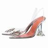 Luxury Designer CRYSTAL Diamond PVC Transparent High Heels Women Sexy Pointed Toe Women Pumps Elegant Banquet Prom Dress Shoes