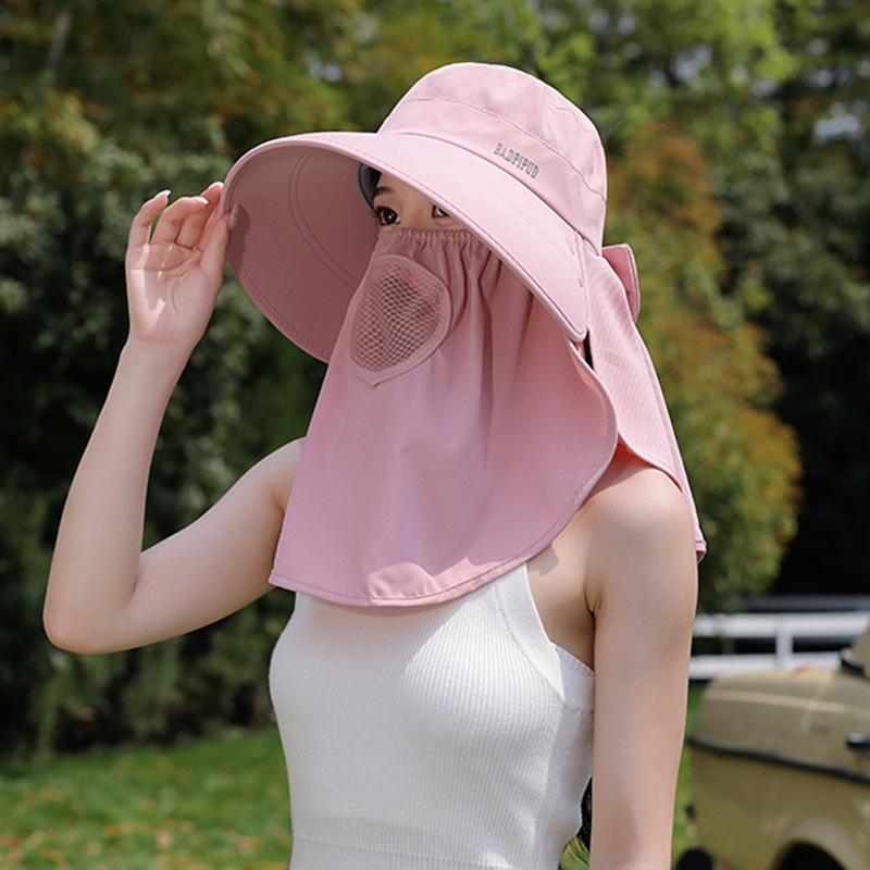 Summer women's full face covering sun hat outdoor windproof neck tea picking hat shading shawl sun protection hat