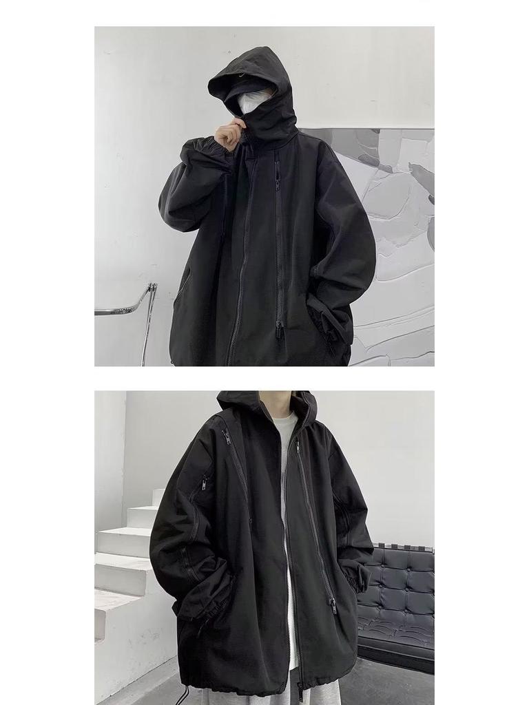 Men's Trendy American Hip Hop Hong Kong Style Loose Workwear Windbreaker