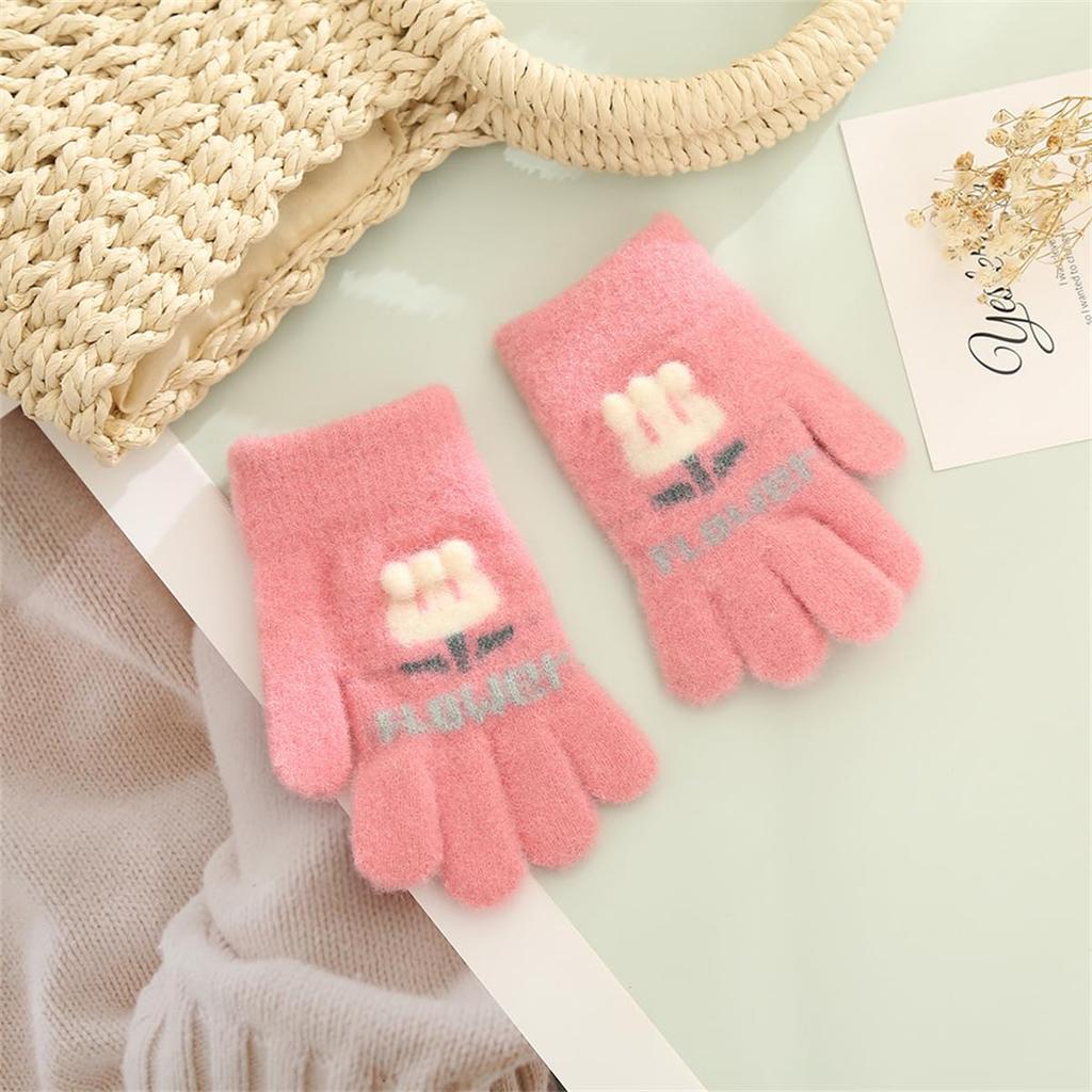 VIISEN Popular Gloves for Ages Cute and Perfect for Winter and Cycling Ages Kids' Gloves, Five-Finger Girls, 2-5, Warm, Outings, School, (Size 2/Dark