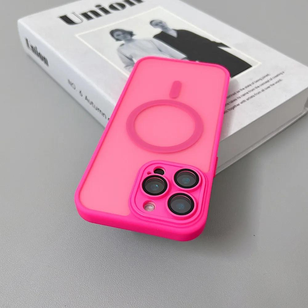 Magnetic Luxury Matte Translucent Armor Shockproof Case For 16 15 14 13 12 11 Pro Max For Magsafe Wireless Charge Cover