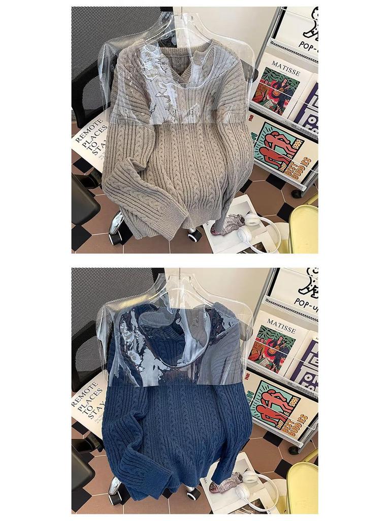 2025 Men's Thick V-Neck Cable Knit Loose Casual Sweater for Autumn