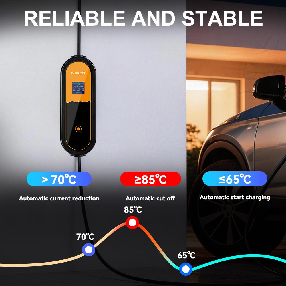 VODEXEV 3.5KW Type2 Portable EV Charger 16A 1Phase EU Plug US Plug EVSE Charging Current Adjustable Electric Vehicle Charging