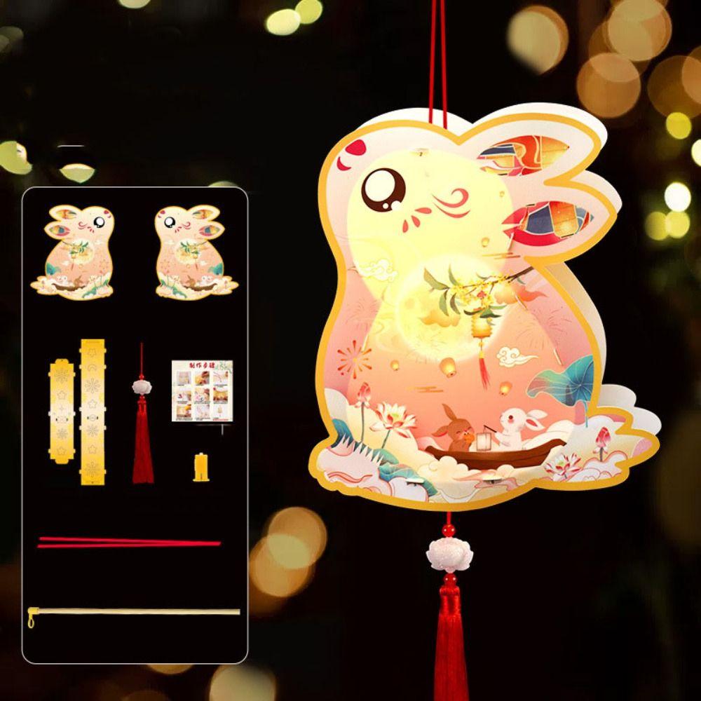 Luminous Mid-Autumn Festival Lantern Cartoon Lantern DIY Material Package Rabbit Lanterns  Gifts