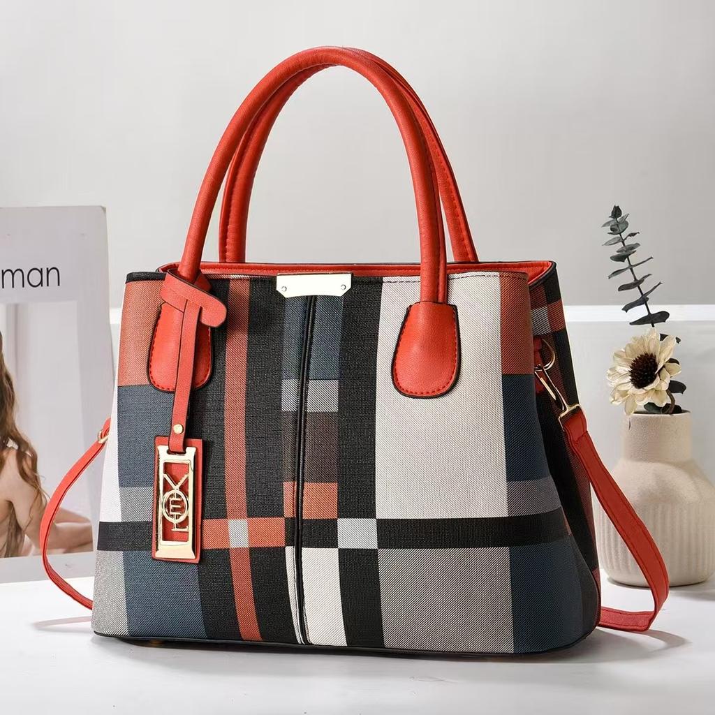Handbag Trend Contrast Color Striped Large Bag Women's Bag Large Bag