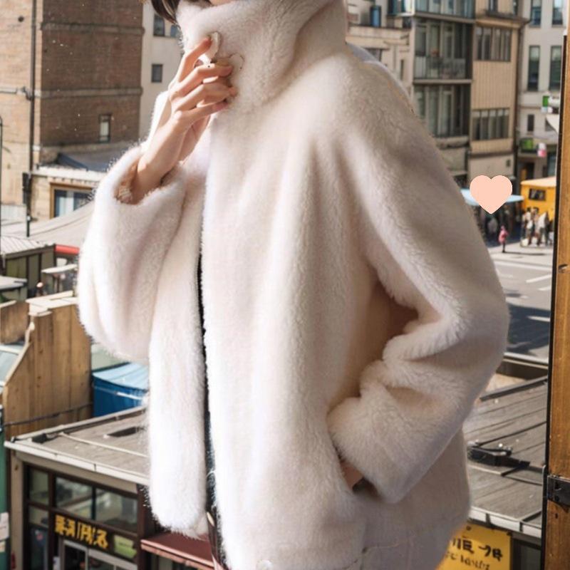 Women's 2025 Lambswool Short Jacket: Autumn/Winter Korean Retro Hong Kong Style, Warm and Versatile.