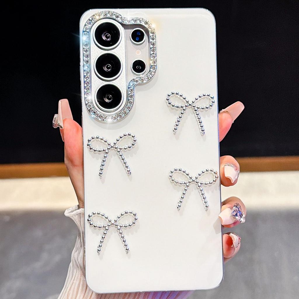 Applicable To Samsung S26ultra Korean IMD Mobile Phone Case Electroplated Bow S26FE Star Diamond A27 Anti-drop Protection