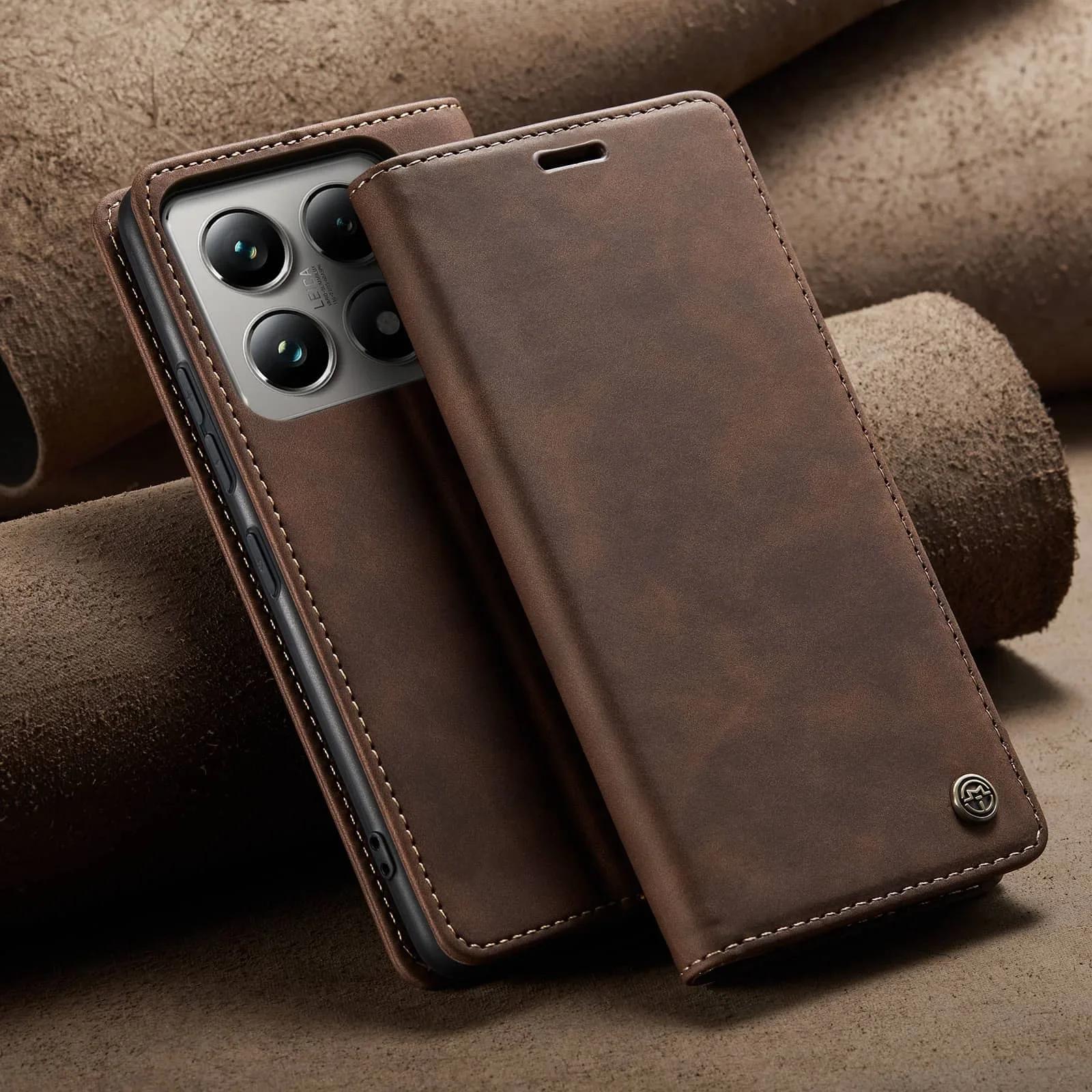 

CaseMe Leather Phone Case for Xiaomi 14T Pro 14 Ultra X6 M6 Pro Plus NEO 4G 5G Shockproof Anti-fall Flip Wallet Stand Card Cover For POCO X6 NEO