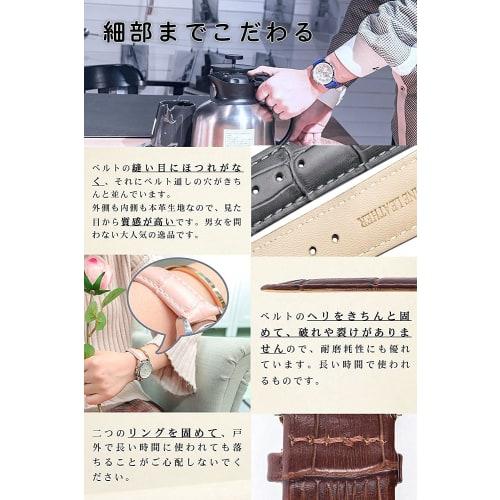 Toncharme Watch Strap, Genuine Calf Leather Crocodile Embossed Replacement Watch Band, Pink, Navy, White, Red, Purple, Light Blue, 12-24mm, Gold Buckl