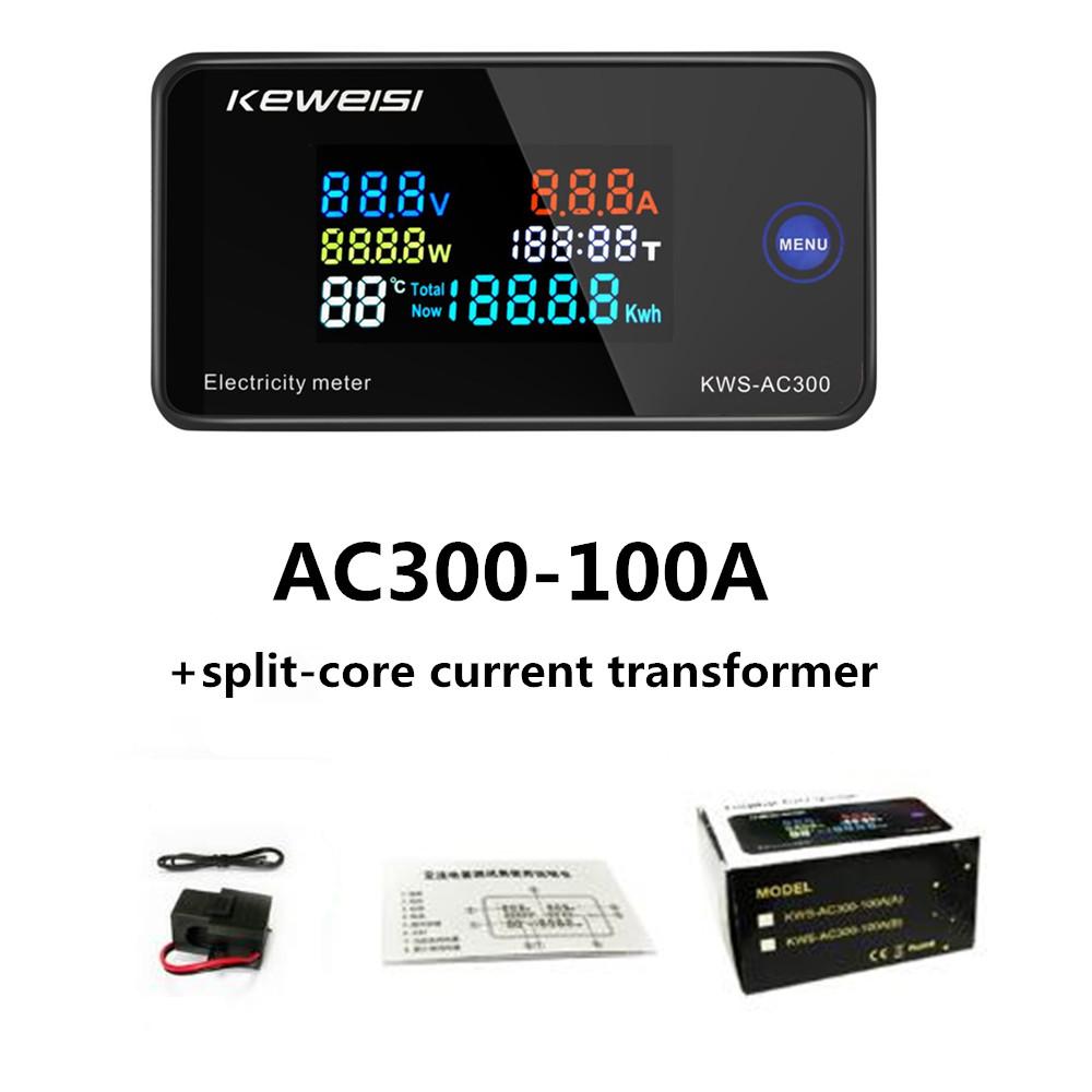 KWS-AC300 Digital Voltmeter AC 50-300V Voltage 45-65Hz Power Energy Meter LED AC Wattmeter 0-100A Detector