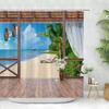 Tenda da doccia per bagno con paesaggio marino, spiaggia tropicale, oceano, foglia di palma, tende da doccia lavabili in tessuto di poliestere, arredamento per la casa