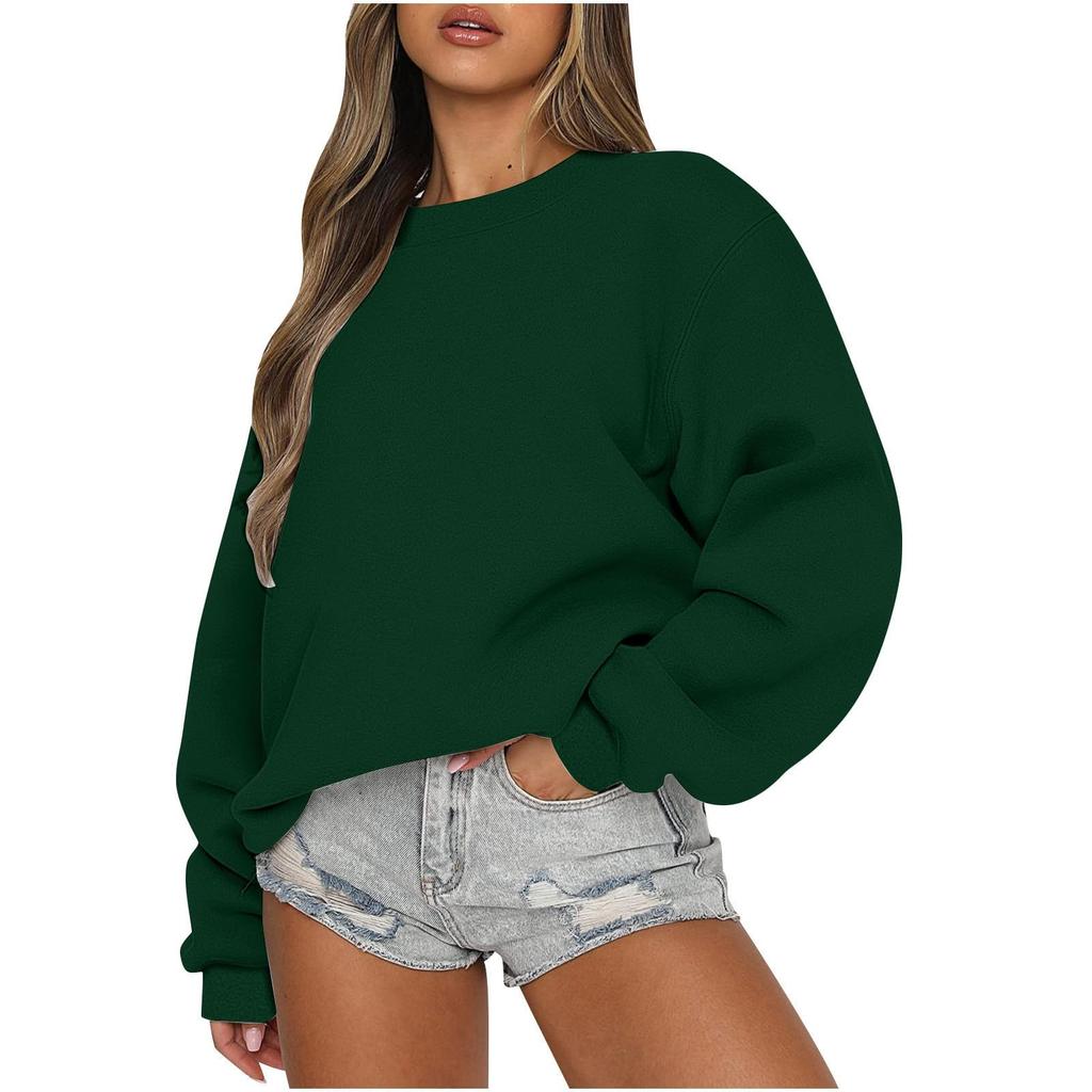 Women Autumn Winter Tops Women's Long Sleeve Sweatshirt Casual Crewneck Loose Fit Pollover Fleece Tops