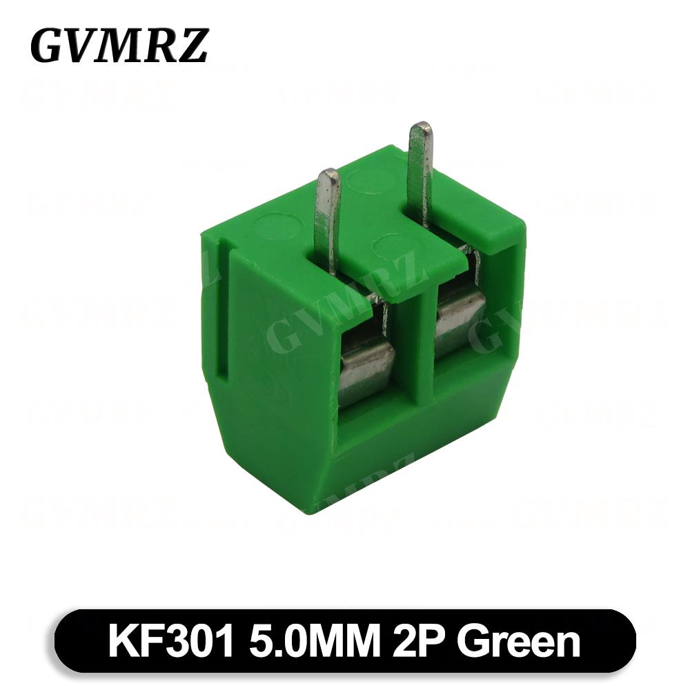 10PCS PCB Terminal Block Connector Pitch 5.0mm KF301 Straight Pin 2P 3P Screw PCB Terminal Blocks Connector Blue Black Green