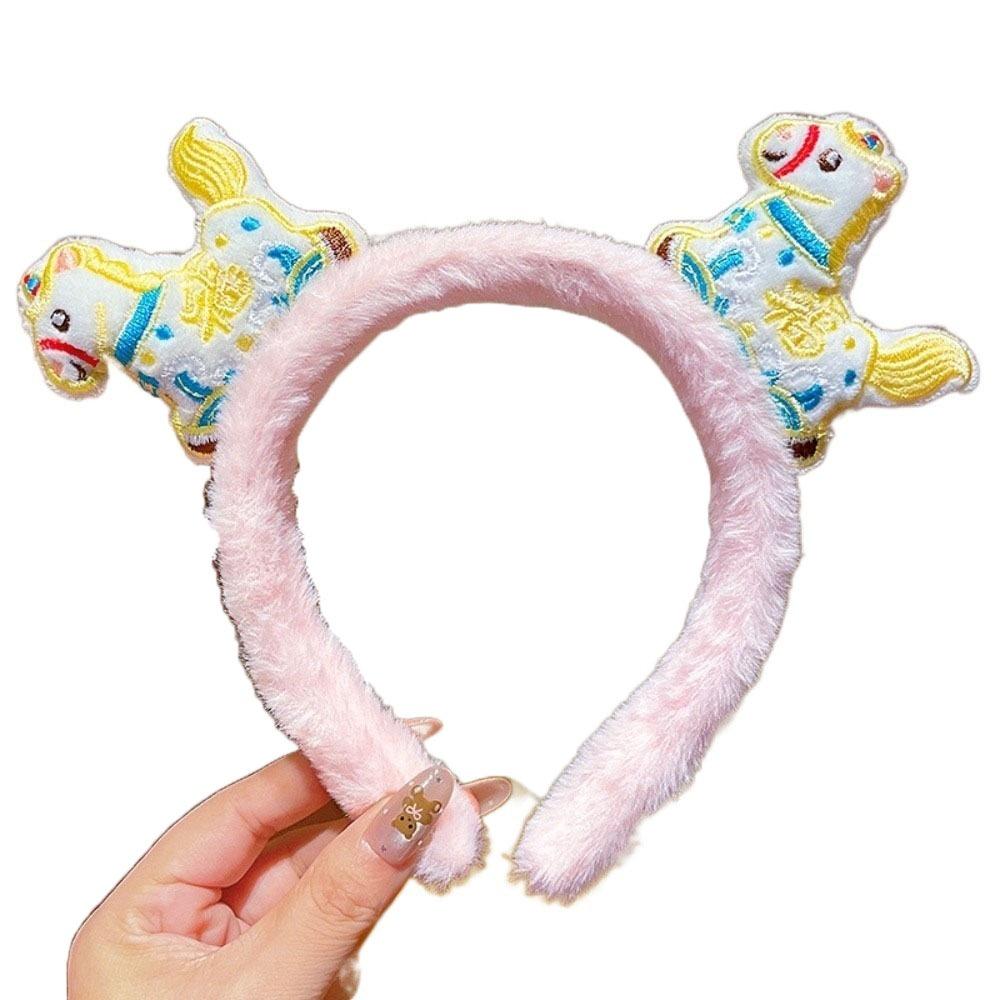Cartoon New Year Headband Mascot New Year Headpiece Creative Horse Hair Hoop  Party Decoration