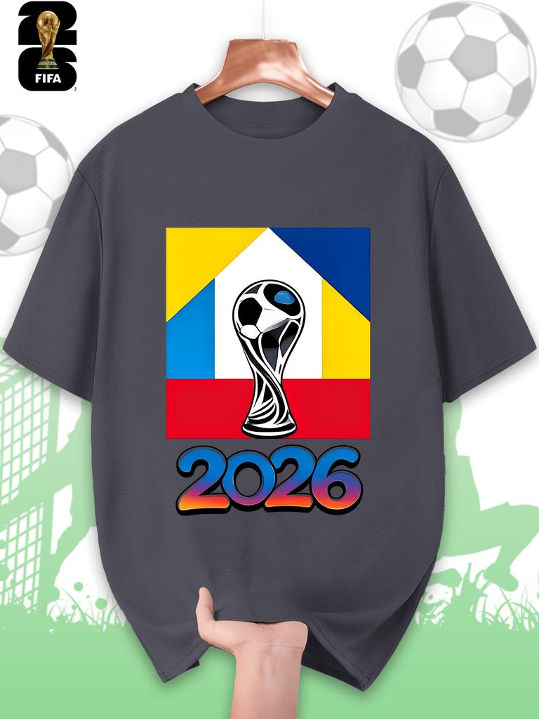 FIFA World Cup Men's Printed Short-sleeved T-shirt, a Fashionable and Trendy Summer Top, Comfortable and Well-fitting