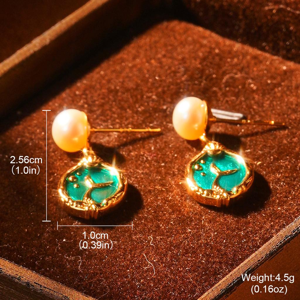 Butterfly Pearl Earrings Niche Design Premium French Retro Earrings Court Style Flower Enamel Oil Stud Earrings Women