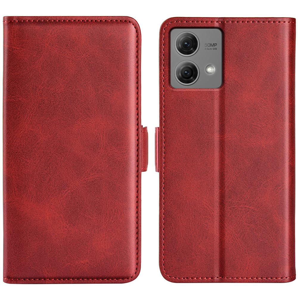 

For Motorola Moto G84 5G Case Wallet Calf Texture PU Leather Stand Phone Shell Red