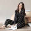 Pajamas women's autumn and winter thin long-sleeved trousers high-end sense simple casual women's loungewear two-piece set can be worn outside