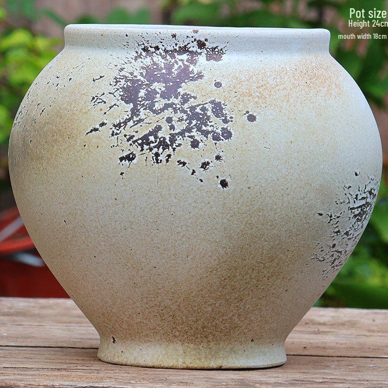 Large Retro Handmade Ceramic Planter for Succulents and Bougainvillea - Aged Coarse Pottery for Hotel and B&B Decor.