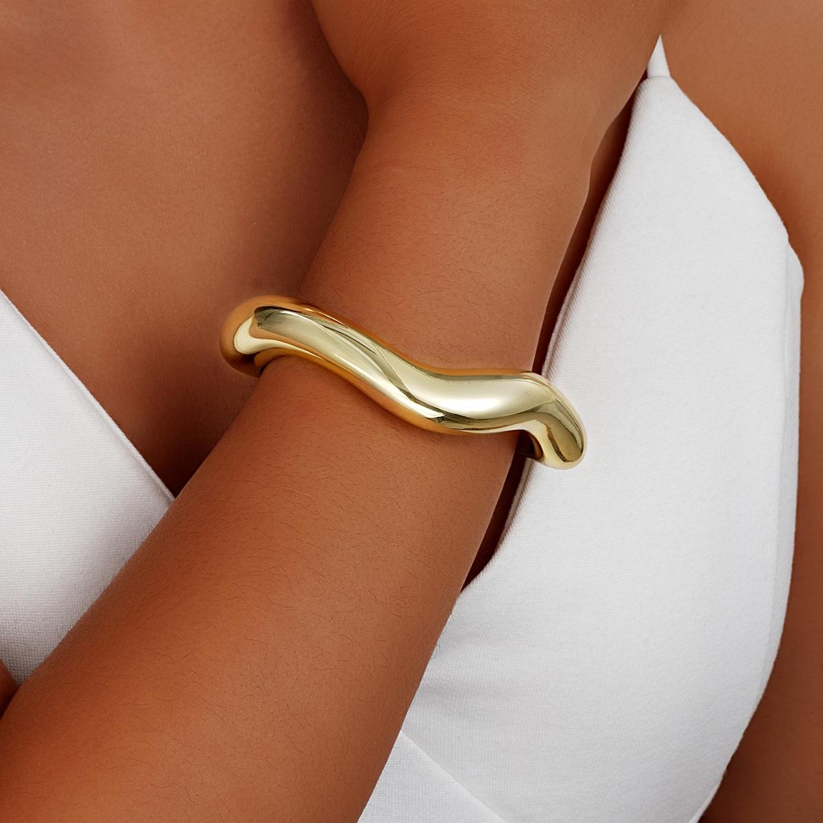 Exaggerated Irregular Chunky Heavy Guff Bangle for Women Vintage Punk Gothic Gold Color CCB Wide Bracelet New Party Jewelry Gift