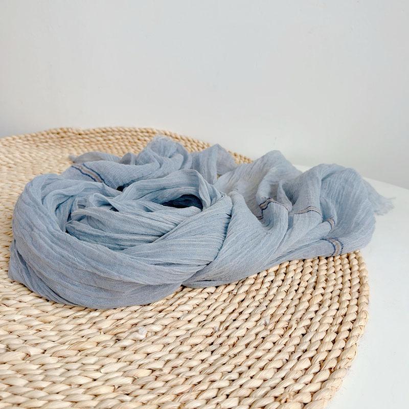 Retro Relax Soft Comfortable Cotton Linen Scarf Chic Pleated Women's Autumn Winter Unisex Long Scarves 75*210cm