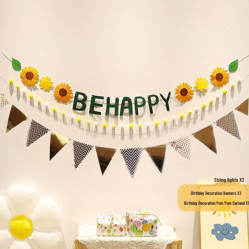 First Birthday Pom-Pom Bunting & Photo Banner for Boys and Girls