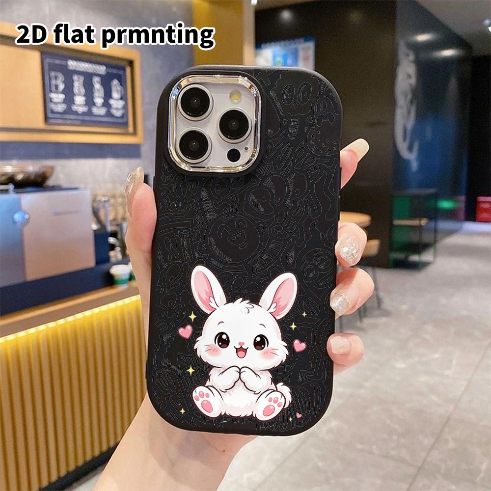 Phone Case: 2D Flat Design Suitable for iPhone 18 17 16 15 14 13 Pro Protective Case, Couple Style, Little White Rabbit, Christmas and Halloween Gifts