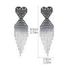 Luxurious Valentine's Shiny Diamond Heart Tassel Earrings for Women - Fashion Peach Heart Studs.