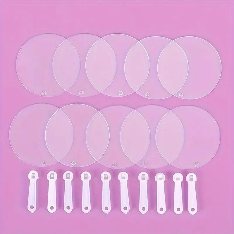 WTEMPO DIY Mini Transparent Fan Craft Items Creative Holiday Party Decor Small Fans Round Blank Painting Fans Handicraft Making Accessories