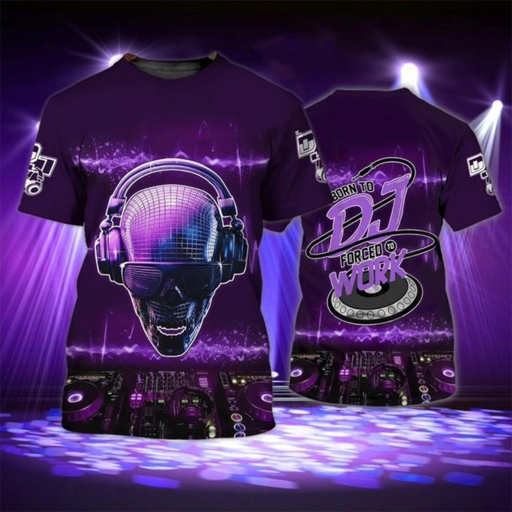 

Летняя уличная футболка DJ Rock Music для мужчин, футболки с коротким рукавом и круглым вырезом, модный хип-хоп Harajuku, свободный топ M