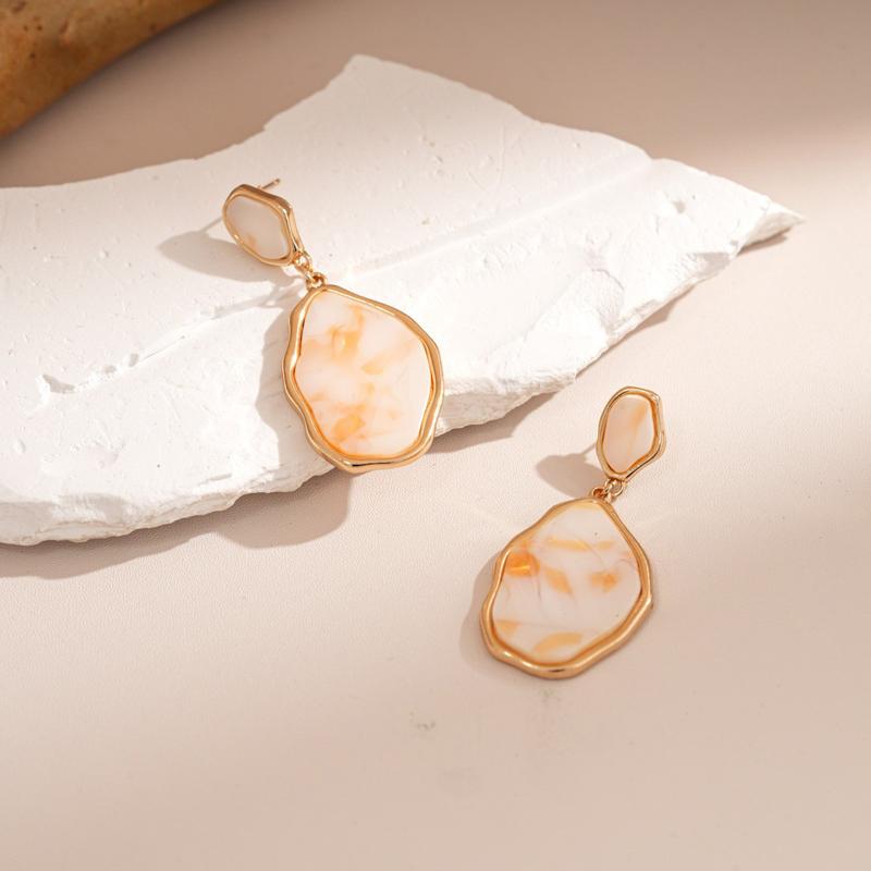 Irregular Oval Resin Drop Earrings for Women Vintage Simple Geometric Dangle Earrings Exquisite Elegant Versatile Jewelry Gift