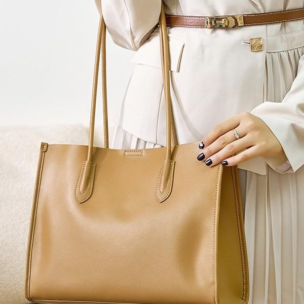 Large Capacity Genuine Leather Women's Bag Niche Soft Leather Tote Bag 2025 New Versatile Retro High-end Feel Single Shoulder Women's Large Bag