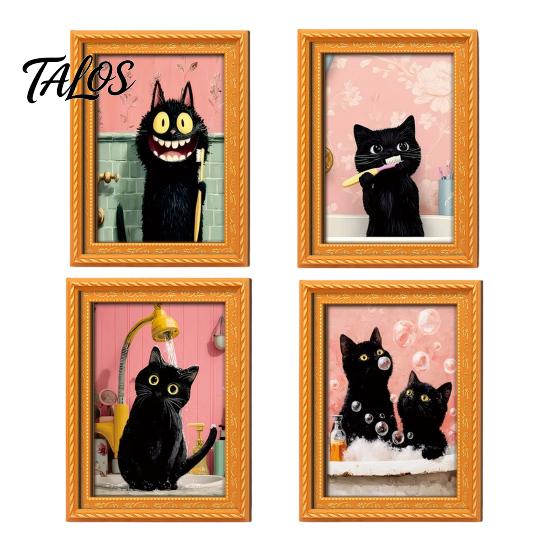 Decorative Soft Magnetic Stickers Wooden Black Cat Fridge Magnet, Seasonal Cartoon Kitchen Bathroom Decor, Halloween Office Desk Accessories