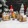 LED Wooden Christmas House Village Unfinished Xmas Snow House DIY Wood Chalet Tree Ornaments Christmas Table Centerpieces