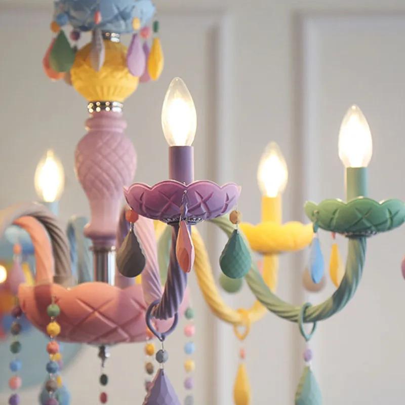 Macaron Color LED Ceiling Chandeliers Children's Room Pendant Drop Light Kids Room Boys Girls Bedroom Decor Ceiling Lamps Lustre
