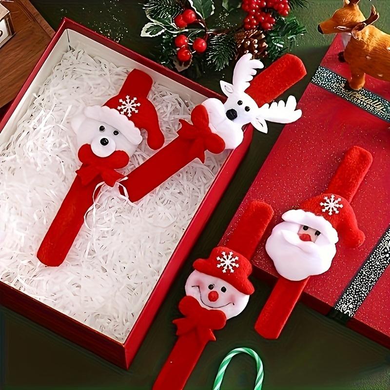 10pcs Christmas Clap Bracelets - Holiday Party Gifts with Various Santa Claus, Snowman, and Reindeer Designs