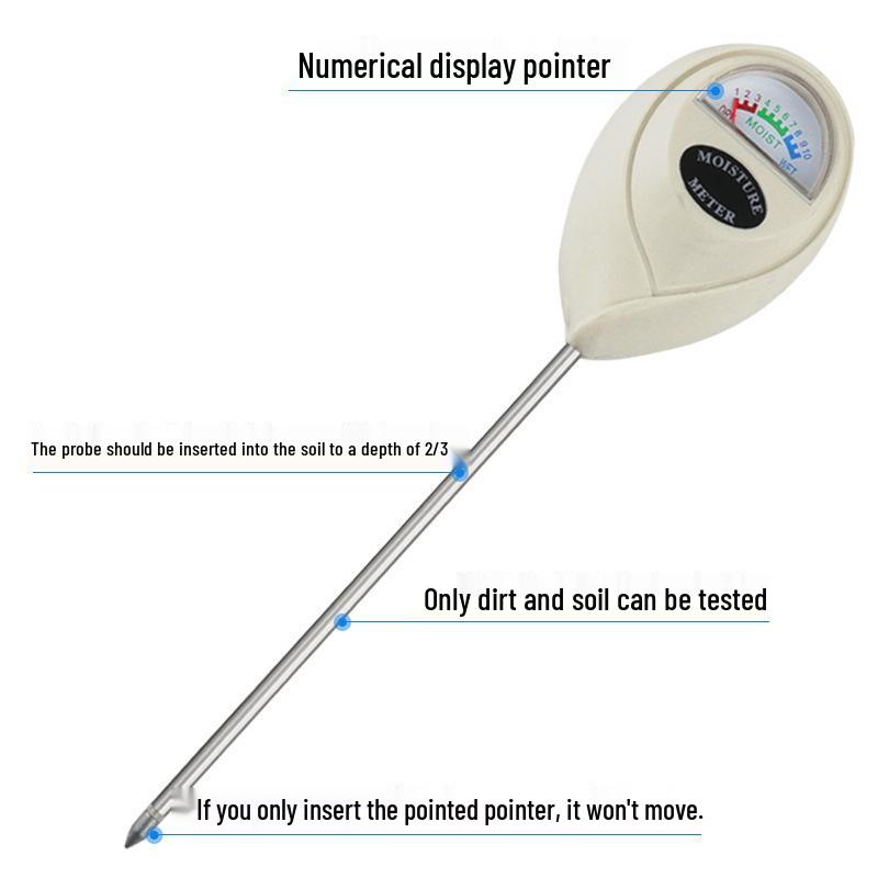 White Round Head Soil Moisture Meter - One-in-One Garden Soil Tester