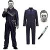 Halloweenský kostým pro dospělé s maskou a doplňkovým nožem pro strašidelné cosplayové outfity