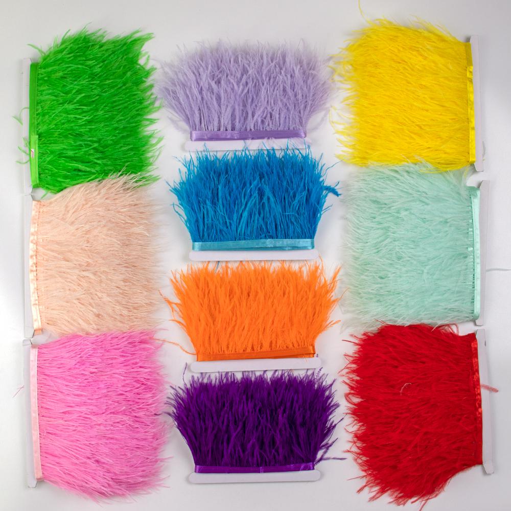 Feather8-15cm Purple Ostrich Feathers Trim 10M Fluffy Feather Fringe for Crafts Wedding Party Decoration Ribbon Dress Clothing Sewing
