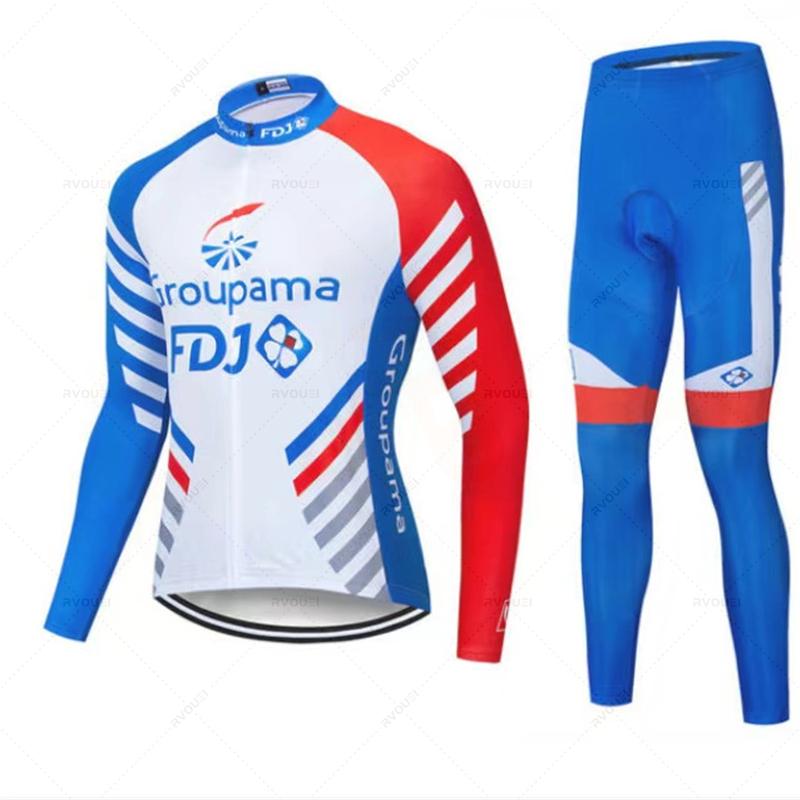 Fdj Pro 2023 Autumn Team Cycling Jersey 19D Bib Set MTB Uniform Bicycle Clothing Quick Dry Bike Clothes Mens Long Cycling Wear