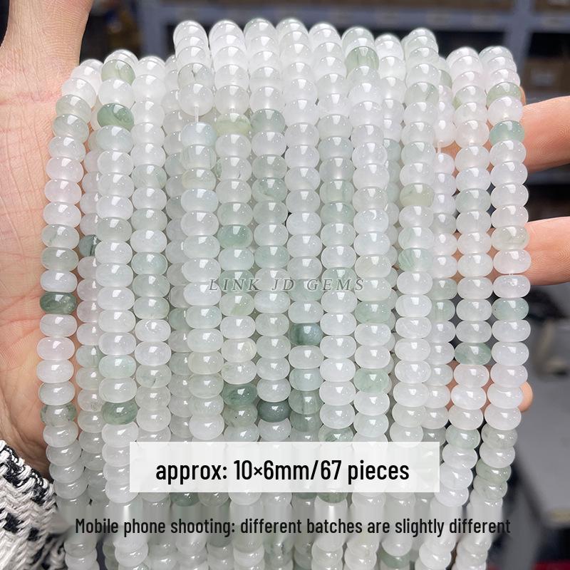 8/10mm Natural Tianshan Jade Old Shape Beads - Ice Jade Stone Apple Beads for DIY Jewelry