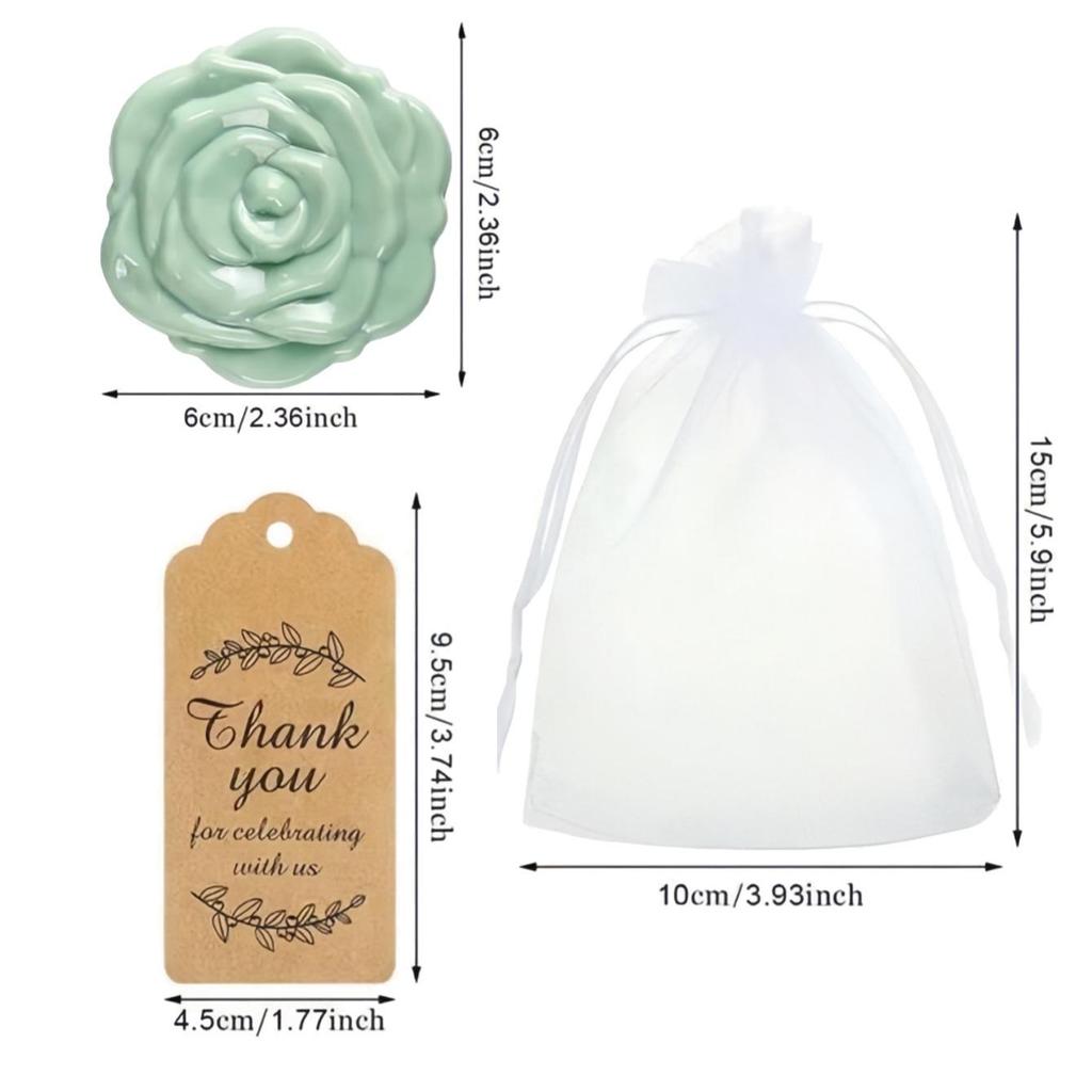 Compact Rose Flower Double-Sided Folding Mirror