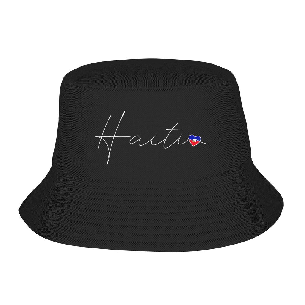 Haiti Grunge Flag Bucket Hat For Woman Beach Floppy Hat Casual Lightweight For Outdoor Sport Fishing Hat Bob Hat