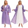 Open Cardigan Maxi Dress Abaya Muslim Women Kaftan Jilbab Arab Robe Party