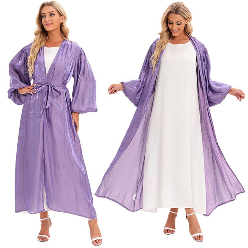 Open Cardigan Maxi Dress Abaya Muslim Women Kaftan Jilbab Arab Robe Party