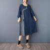 New Vintage Summer Denim Dress Women Plus Size Elegant Loose Blue Maxi Basic Dresses O Neck