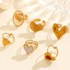 Stylish Valentine's Day 18K Gold Plated 304 Stainless Steel Open Adjustable Heart Rings For Women Gift 16.9mm(US Size 6.5)