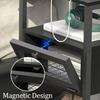 Nightstand with Charging Station, End Table with Power Outlets and USB Ports, Farmhouse Side Table with Drawer and Storage Shelf