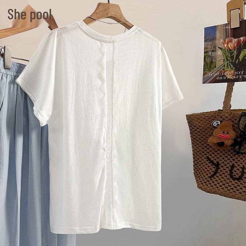 Women s V-neck Backless Lace Short Sleeve T-shirt L