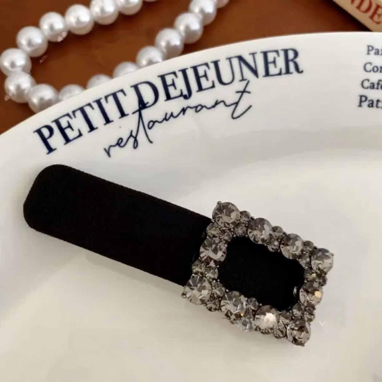 

Корейские бриллиантовые заколки для волос Ретро черные женские заколки-клипсы Элегантные боковые заколки для девочек Роскошные хрустальные заколки Аксессуары для волос